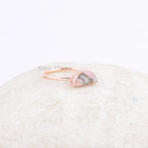 Pink Opal Copper Ring - Pure Silver - Handcrafted Ring - 5x10mm Half Moon Gemstone - Indian Jewelry - Jewelry for Protection - Gift for Wife
